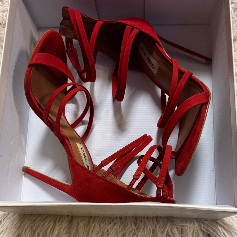 Steve Madden Red strappy heels - Picture 2 of 5
